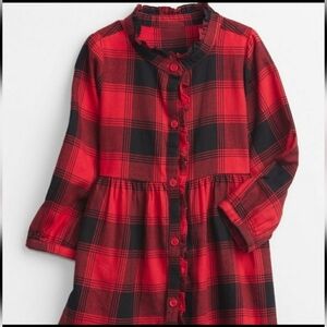 GAP Toddler Buffalo Plaid Long Sleeve Shirt Dress - Size 5 Years